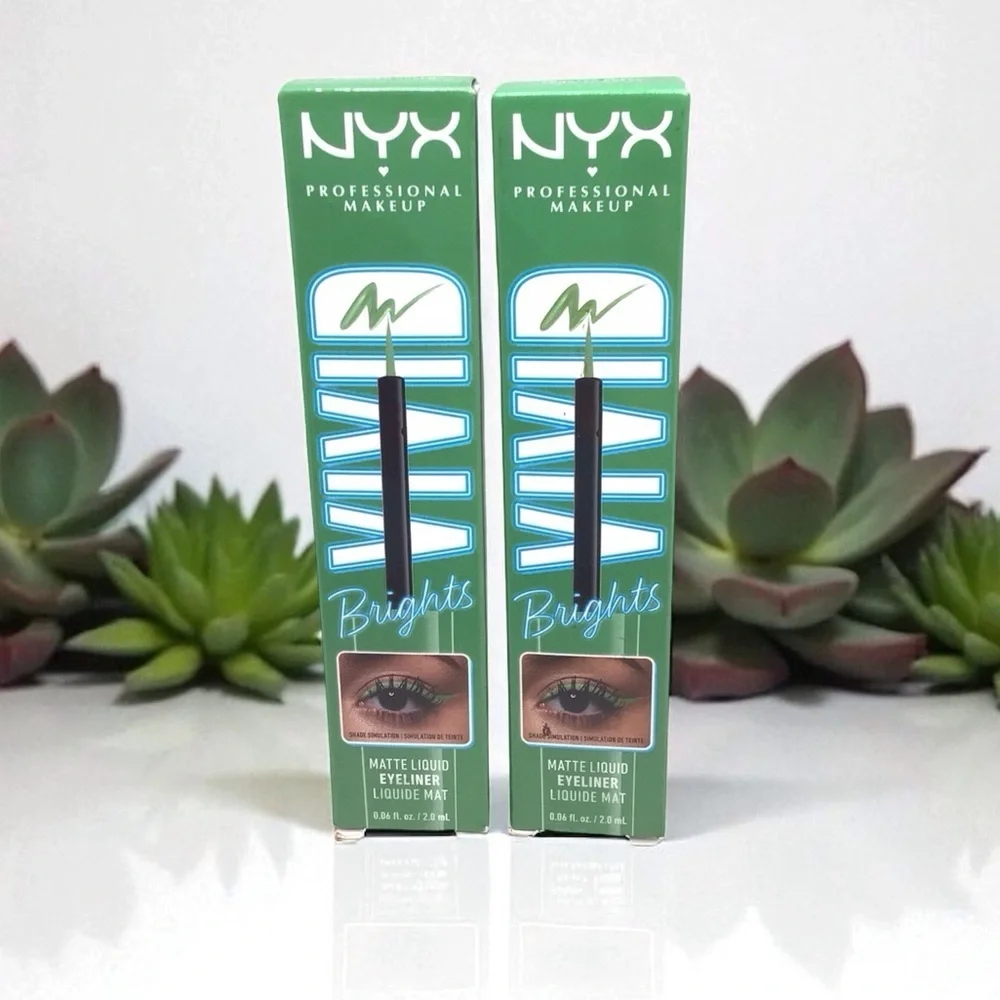 (2)-NYX PROFESSIONAL MAKEUP Vivid Brights Liquid Eyeliner Liner - GHOSTED GREEN